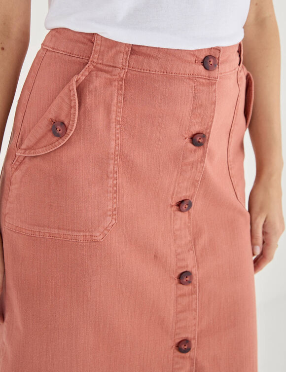 Jupe mi-longue boutonn&eacute;e (terracotta)