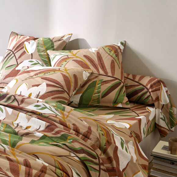 Linge de lit Roxane en coton imprimé (beige)
