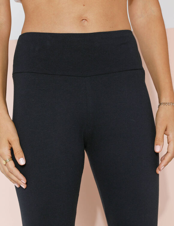 Legging 3/4 taille haute, ventre plat (noir)