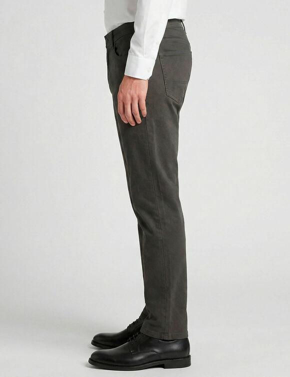 Pantalon droit 5 poches &eacute;lastiqu&eacute; c&ocirc;t&eacute;s - L30 (anthracite)