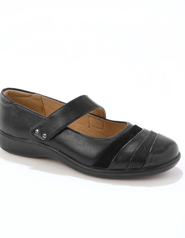 Comfortabel brede schoenen met scratchsluiting - zwart, zwart, hi-res