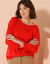 Pull col bateau manches 3/4 (rouge)