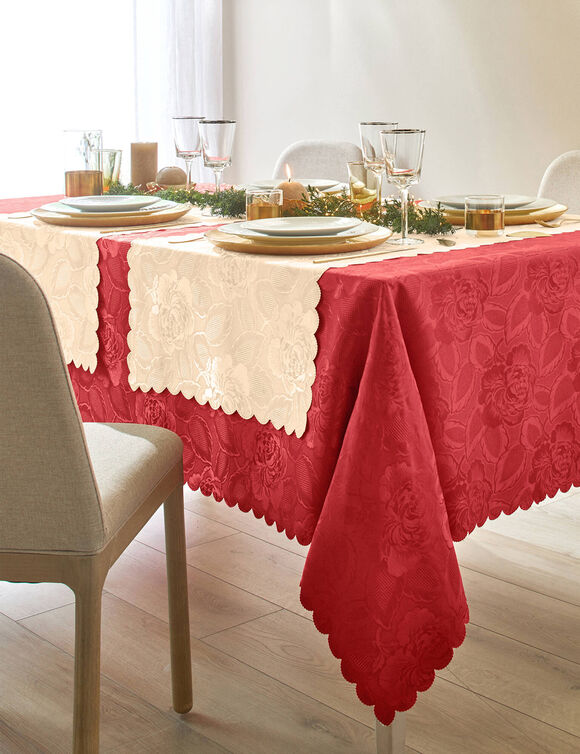 Jacquard tafellaken in damast (tomette)