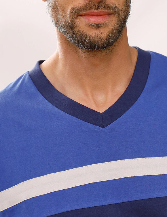 Driekleurige pyjama - set van 2 (blauw + grijs)