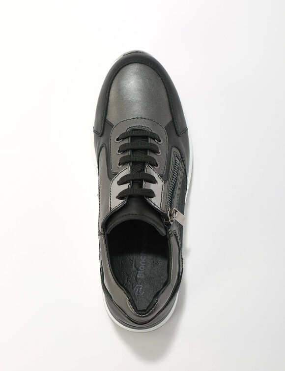 Sneakers compensées en cuir  (noir)