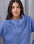 Pull col asym&eacute;trique boutonn&eacute; (bleu gris&eacute;)