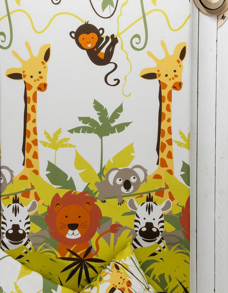 Bedlinnen voor kinderen Jungle, met dierenprint, voor 1 persoon - katoen (beige)