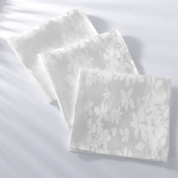 Nappe damass&eacute;e feuillages (blanc)