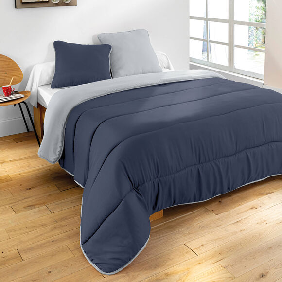 Couette bicolore microfibre 500 g/m&sup2; (gris / anthracite)