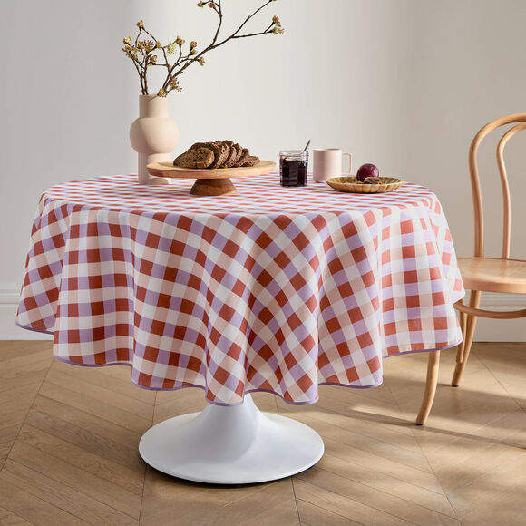 Nappe imprim&eacute; damier entretien facile (tomette / parme)