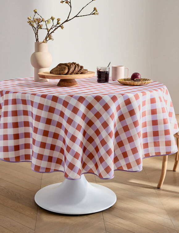 Nappe imprim&eacute; damier entretien facile (tomette / parme)