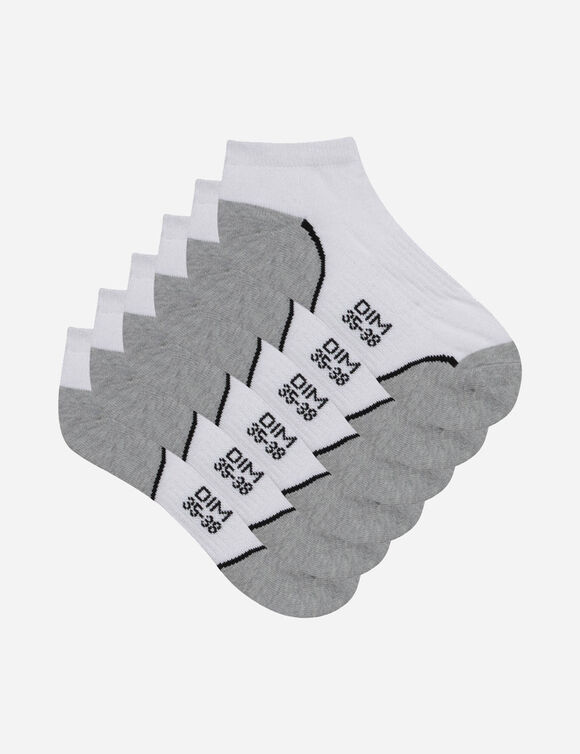 Korte sportsokken DIM®, set van 3 paar (wit / grijs)