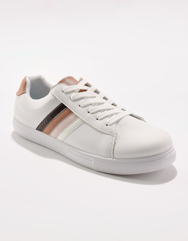 Sneakers met contrasterende banen opzij (wit) Sneakers met contrasterende banen opzij (wit)