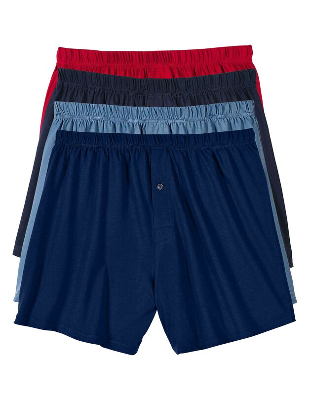 Ruime, open en effen boxershort - set van 4 (steenrood + celadon + grijs)