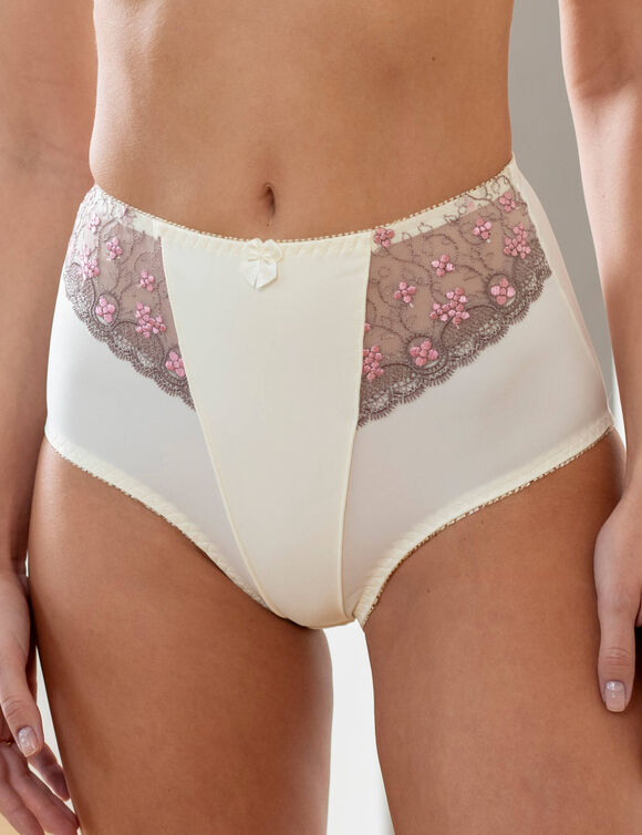 Gainette microfibre tulle brod&eacute; Caminata (ivoire)