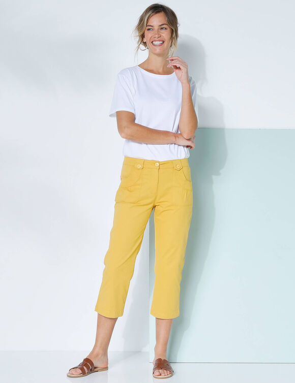 Pantacourt droit stretch (safran)