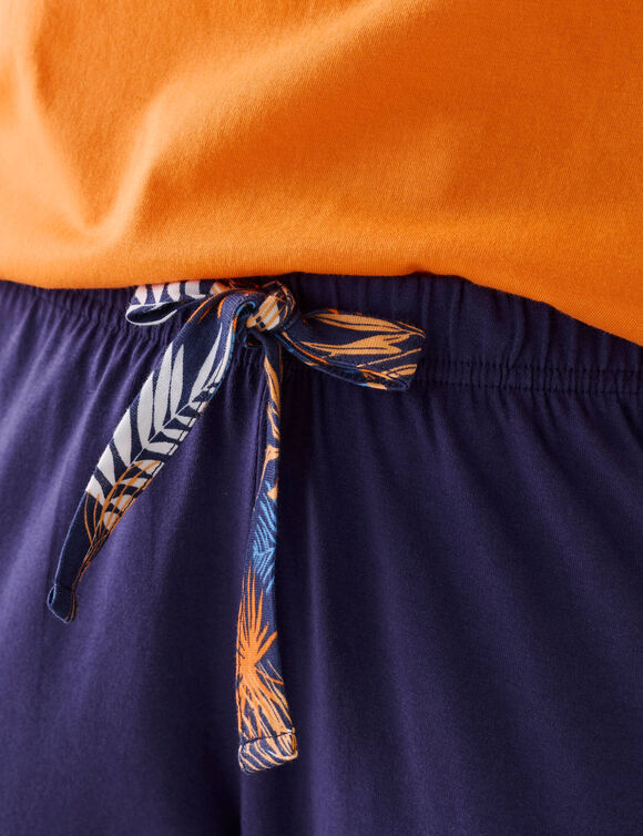 Pantacourt de pyjama en coton - uni tropical (marine)