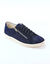 Lage sneaker met ritssluiting van soepel leer met glanzend effect (marine)