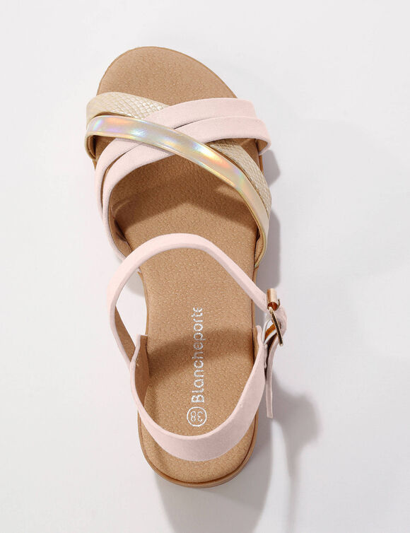 Sandales multibrides compensées (ivoire / doré)