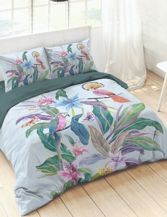 Linge de lit Paradis coton (vert d'eau)
