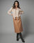 Pull col V cravate (beige)