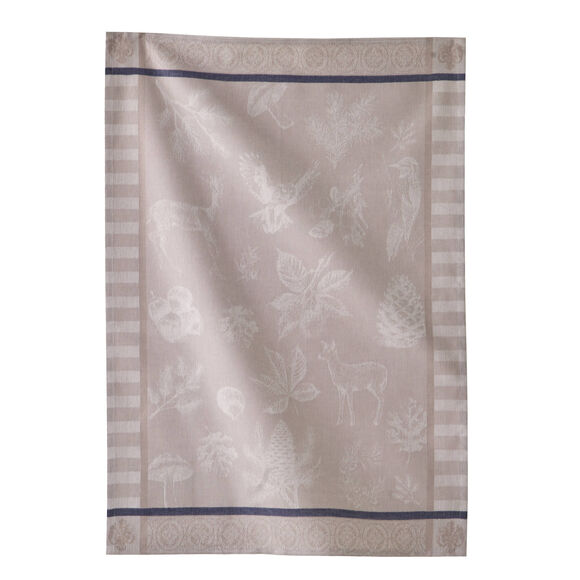 Droogdoek in jacquardkatoen met bosthema - set van 3 (rood + groen + taupe)