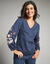 T-shirt met lange mouwen en geborduurde details, katoen (marine)