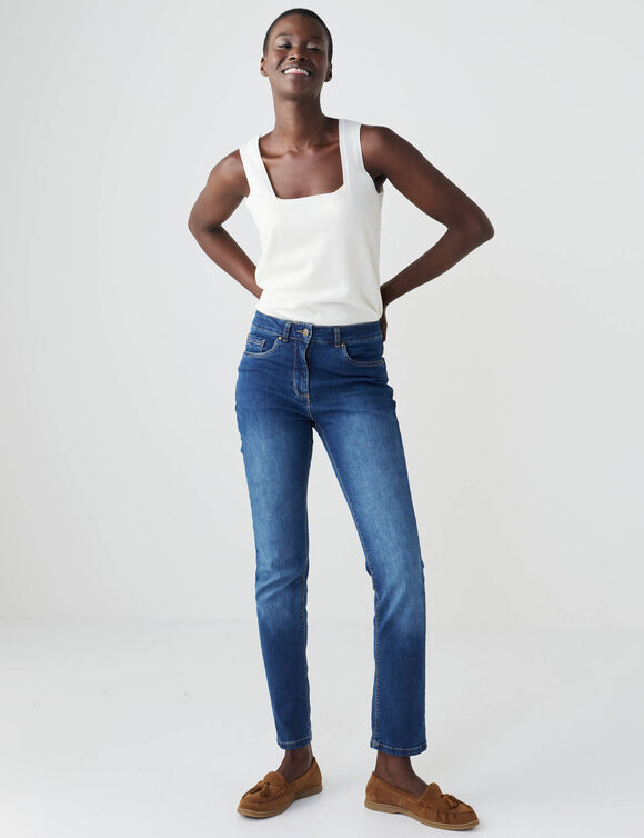 D&eacute;bardeur col carr&eacute; en maille, toucher doux (&eacute;cru)