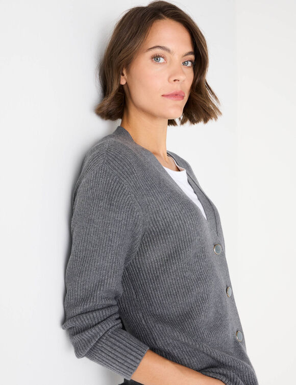 Long gilet boutonné  (gris chiné)