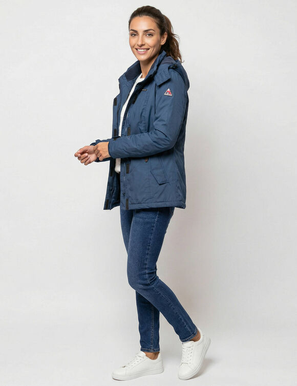 Parka imperm&eacute;able doubl&eacute;e polaire unie (bleu gris&eacute;)