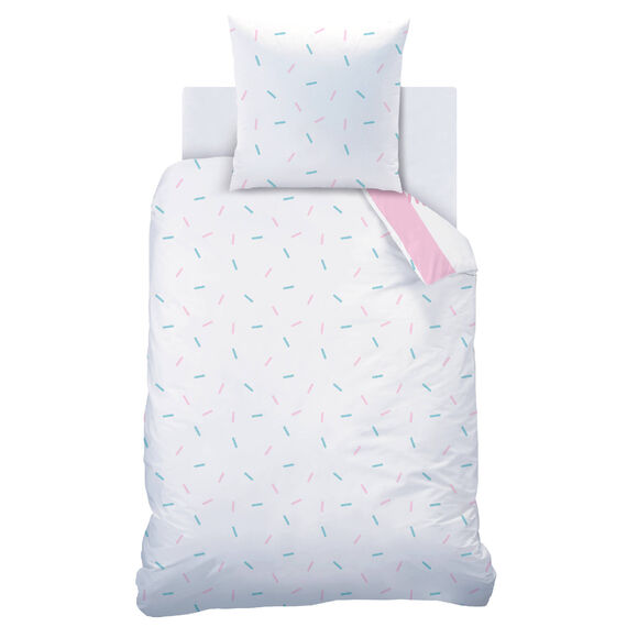 Bedlinnen Stitch® - katoen (blauw / roze)