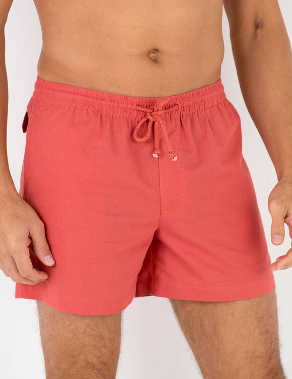 Short in canvas met elastische taille (tomette)