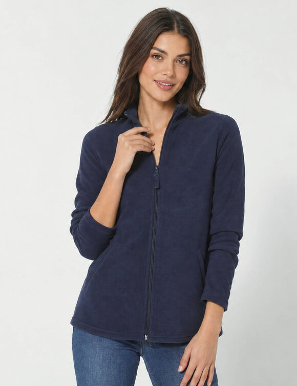 Veste polaire zipp&eacute;e manches longues (marine)