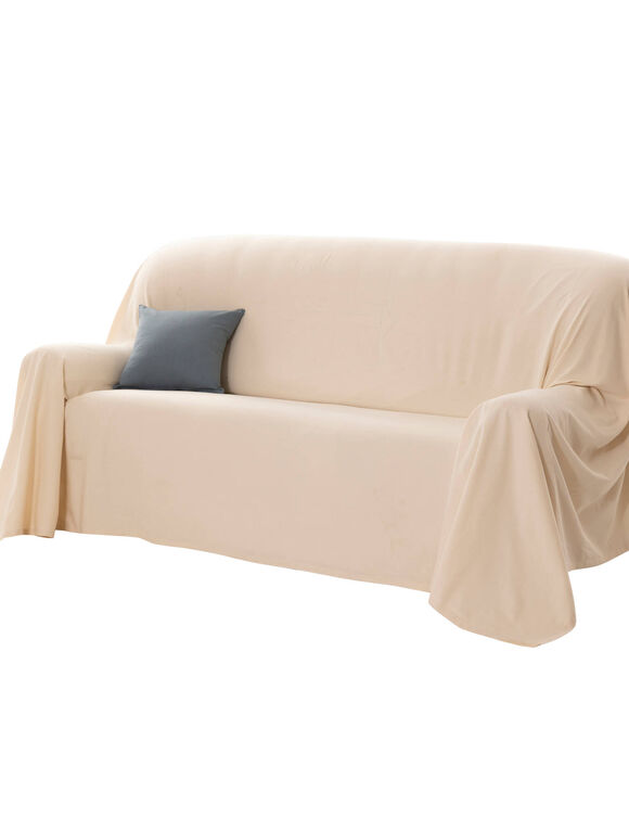 Effen sprei in zeildoekstof (ecru)