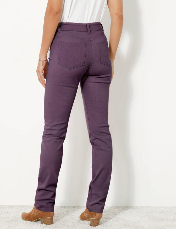Pantalon droit gainant - petite stature entrej. 75 cm (aubergine)