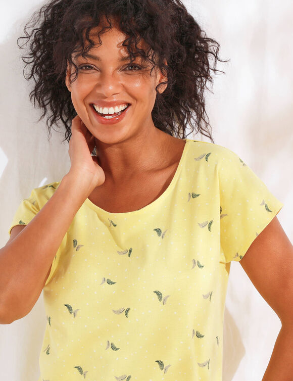 T-shirt manches courtes, imprim&eacute; minimaliste (jaune)