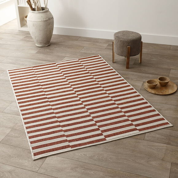Tapis rectangulaire à rayures (terracotta)