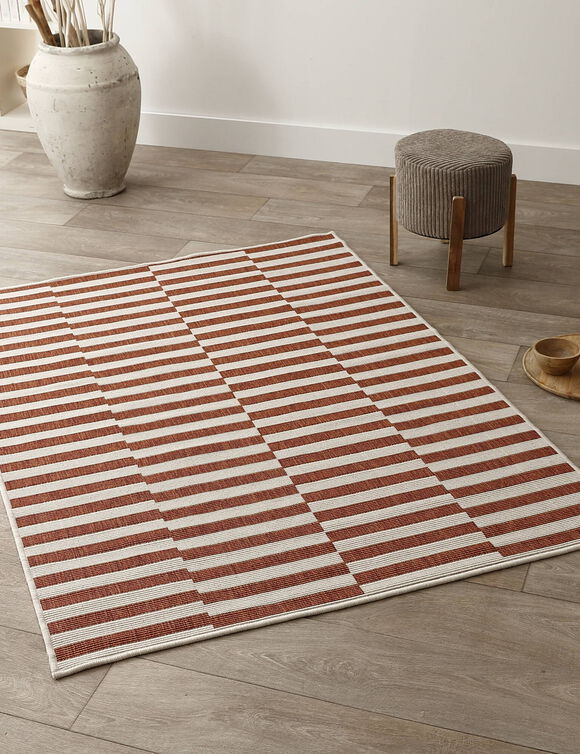 Rechthoekig tapijt met strepen (terracotta)