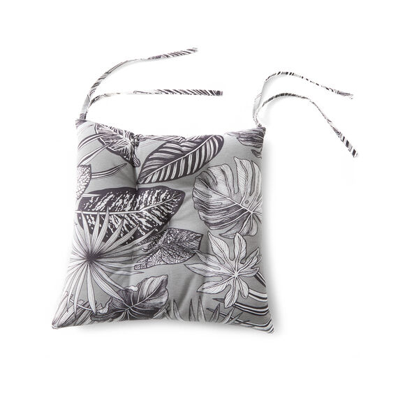 Stoelkussentje met tropische print - set van 2 (grijs)