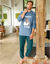 Pyjama met lange mouwen, Marmotte (blauw / groen)