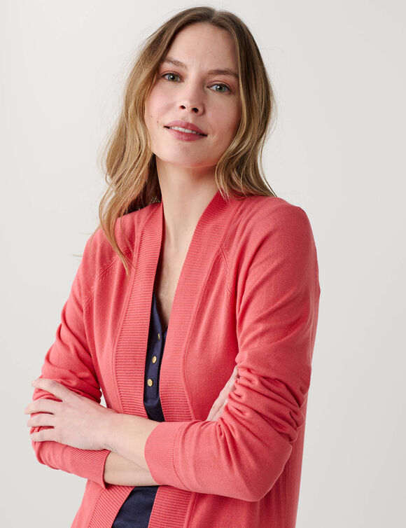 Gilet porter ouvert, manches longues (corail)