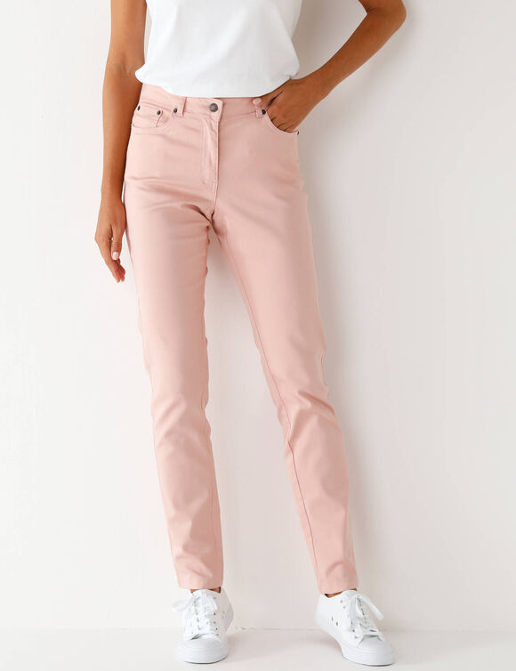 Pantalon fusel&eacute; couleur (rose poudr&eacute;)