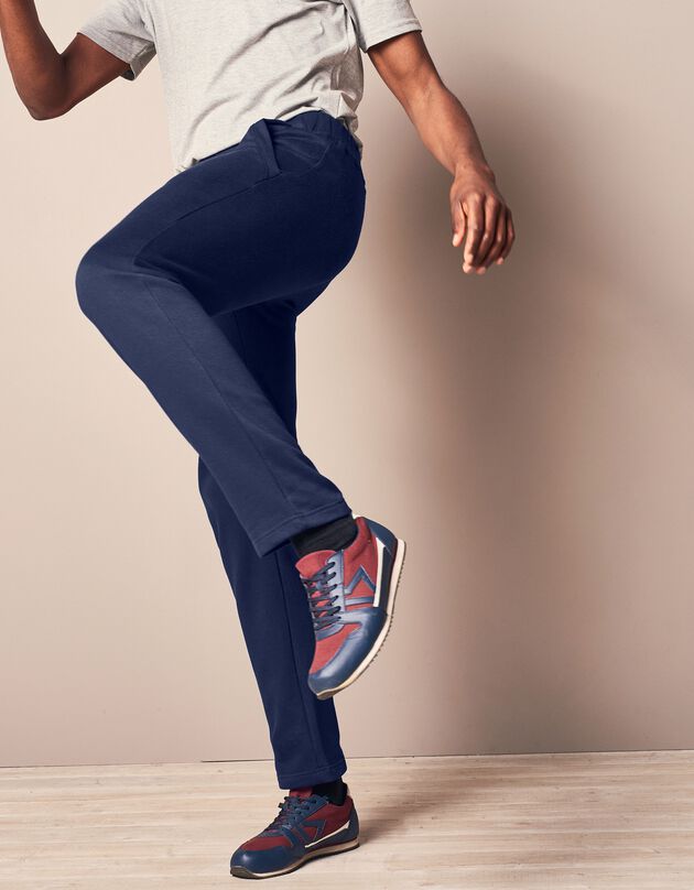 Joggingbroek in molton met rechte pijponderkanten (marine)