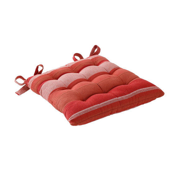 Galette de chaise carr&eacute;e ray&eacute;e - lot de 2 (terracotta)