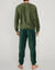 Tweekleurige pyjama in fleece met lange mouwen (kaki)