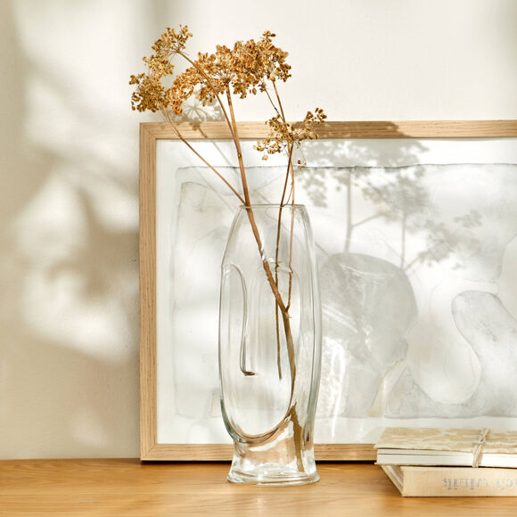 Vase en verre, forme visage - hauteur 24 cm (transparent)
