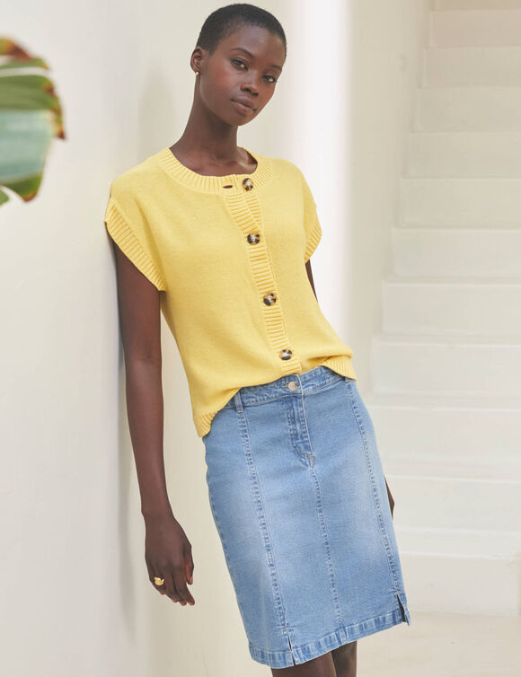 Mouwloos vest met knopen (geel)