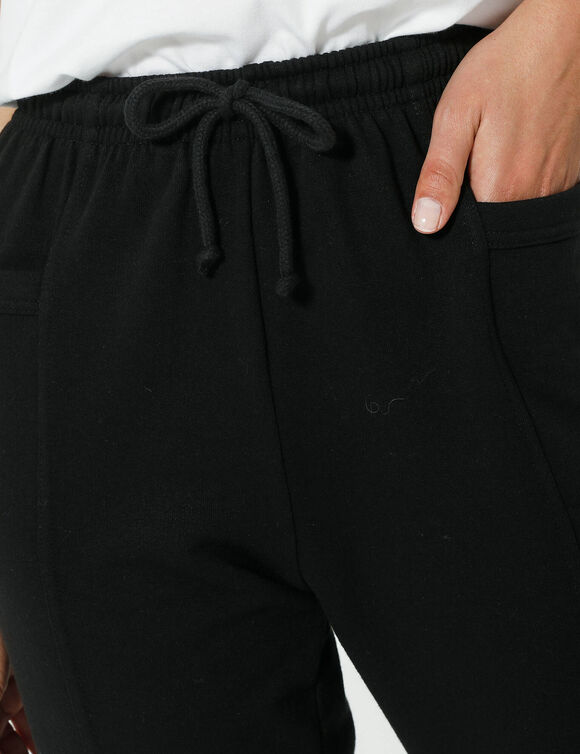 Pantalon jogging, molleton gratt&eacute; (noir)
