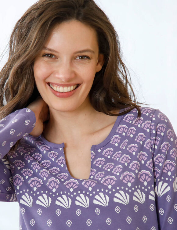 Chemise de nuit manches longues - jersey coton (parme gris&eacute;)