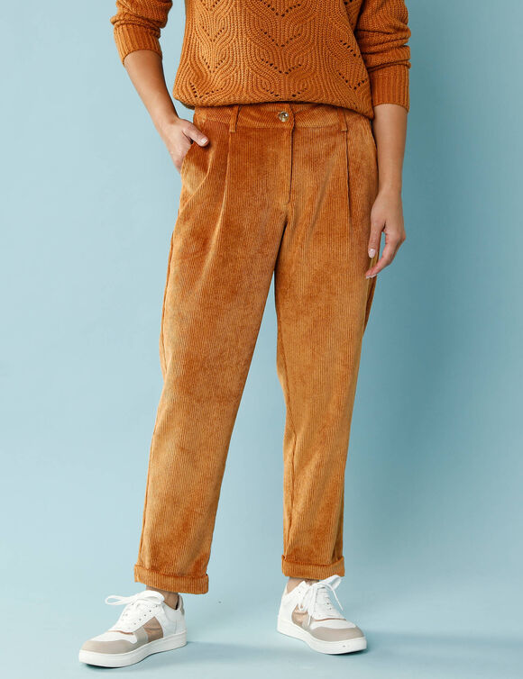 7/8-broek in velours, kleine lengtes (honing)